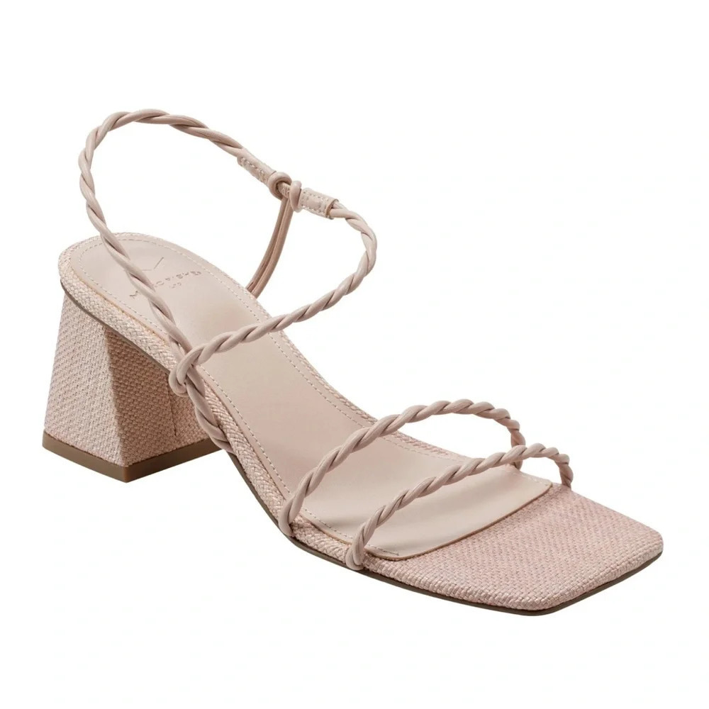 Marc Fisher Twisted-Strap Square Toe Block Heel Sandal in Blush
